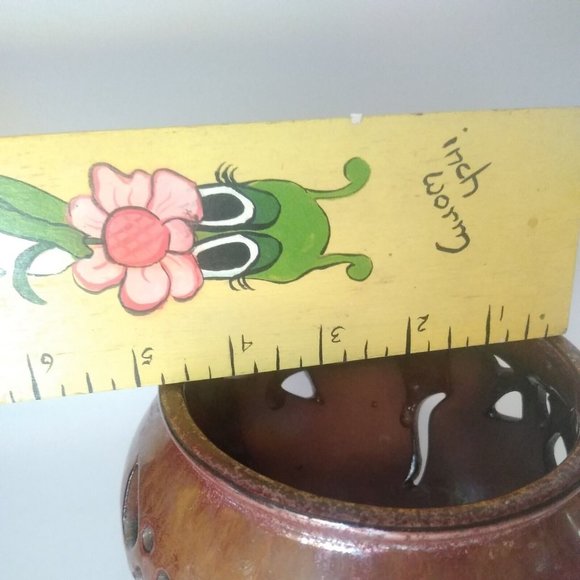 Orchid/Sacculate Flower Pot Cut Out Butterfly Planter Attached Saucer 5.5"T CUTE - Picture 2 of 11